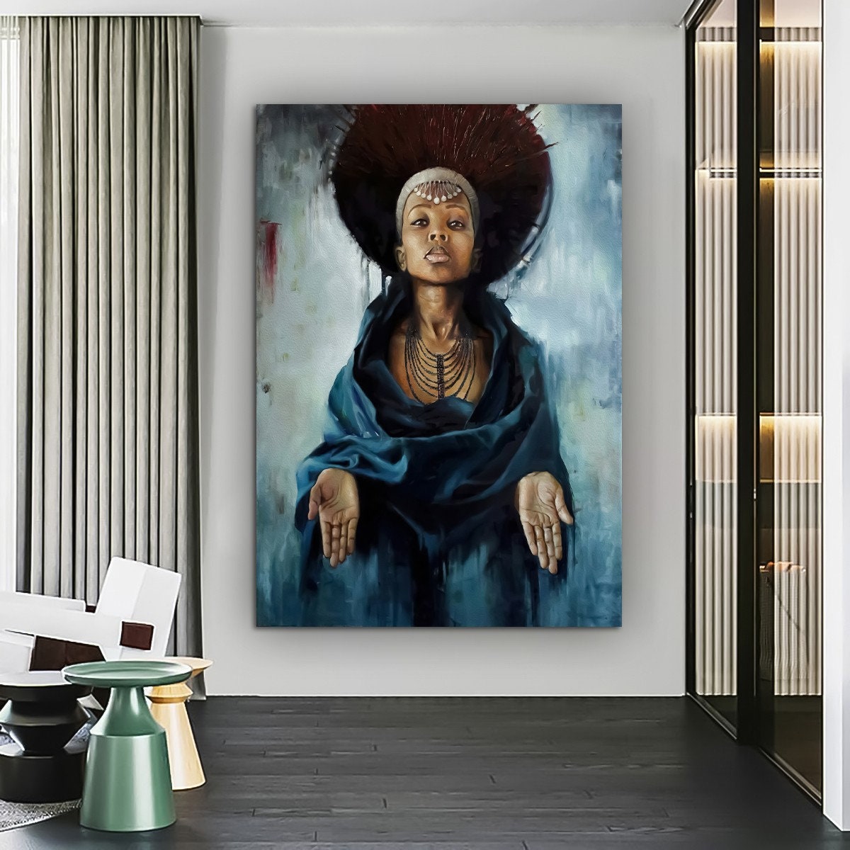 African Woman Canvas Painting, Black Woman Canvas Print, African Woman Painting With Ethnic Woman Art, Woman Wall Decor, African Woman Decor