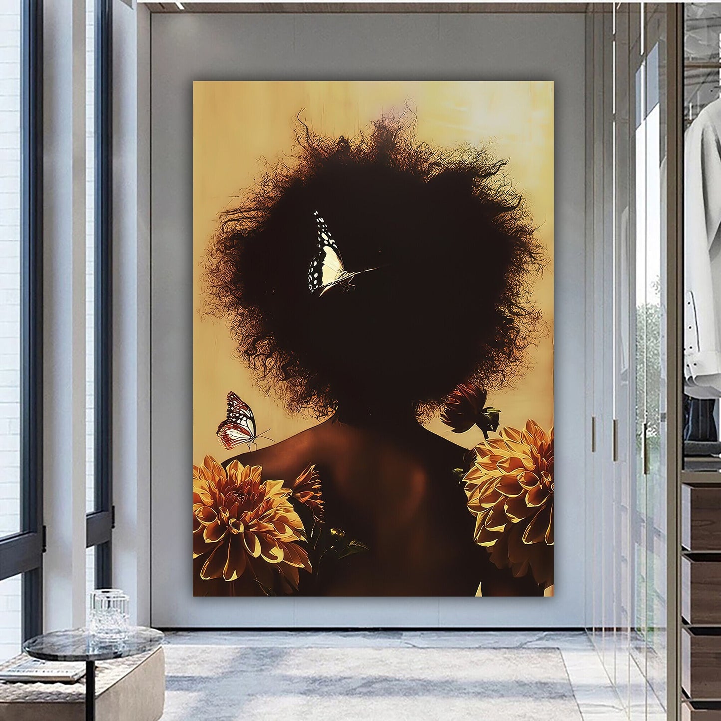 African Woman Wall Art, Woman with Back Turned Hair,  African Woman Canvas Print, Black Woman Canvas, African Canvas, Afrikan Beauty