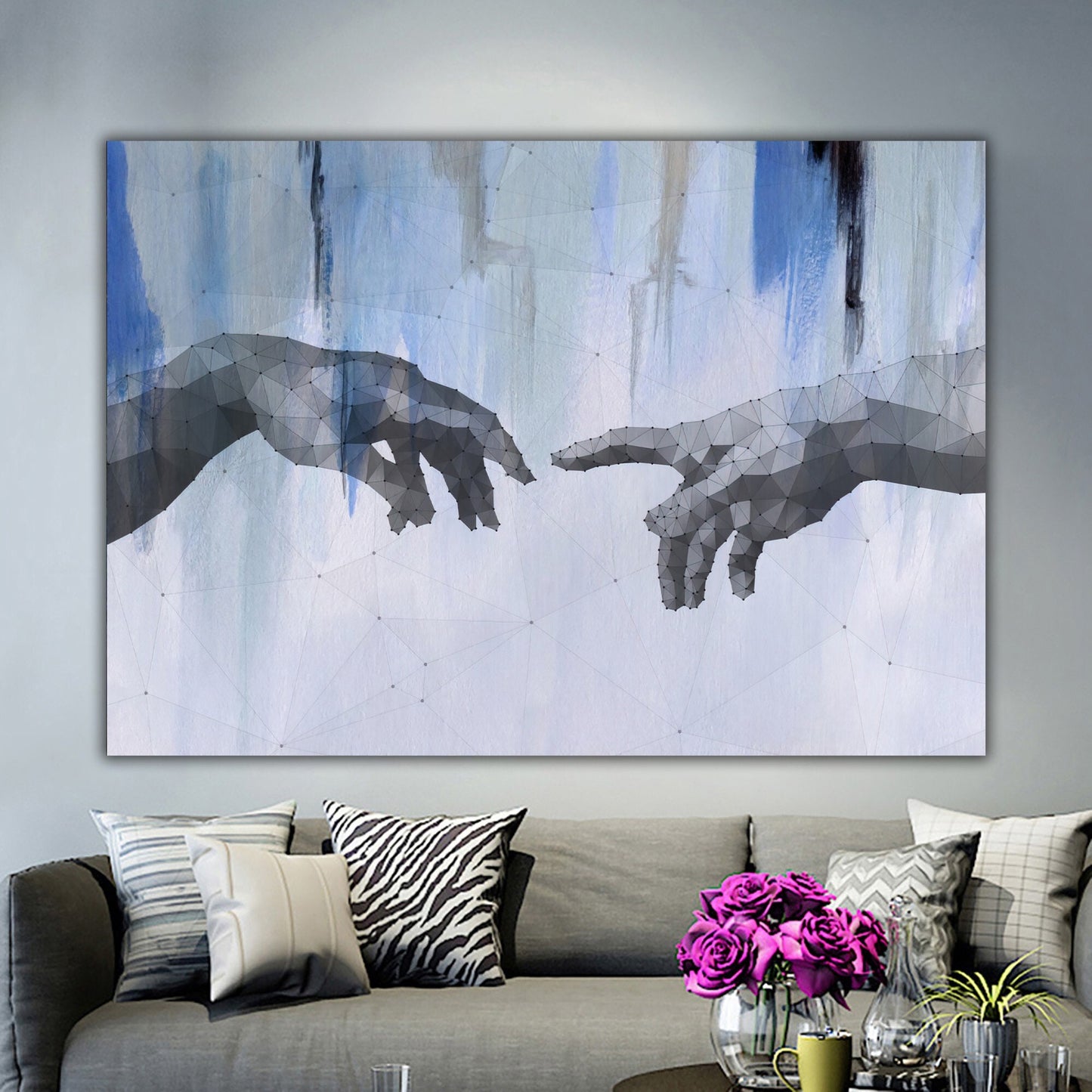 Abstract Fingers Canvas, Modern Wall Art, Contemporary Abstract Painting, Unique Home Decor