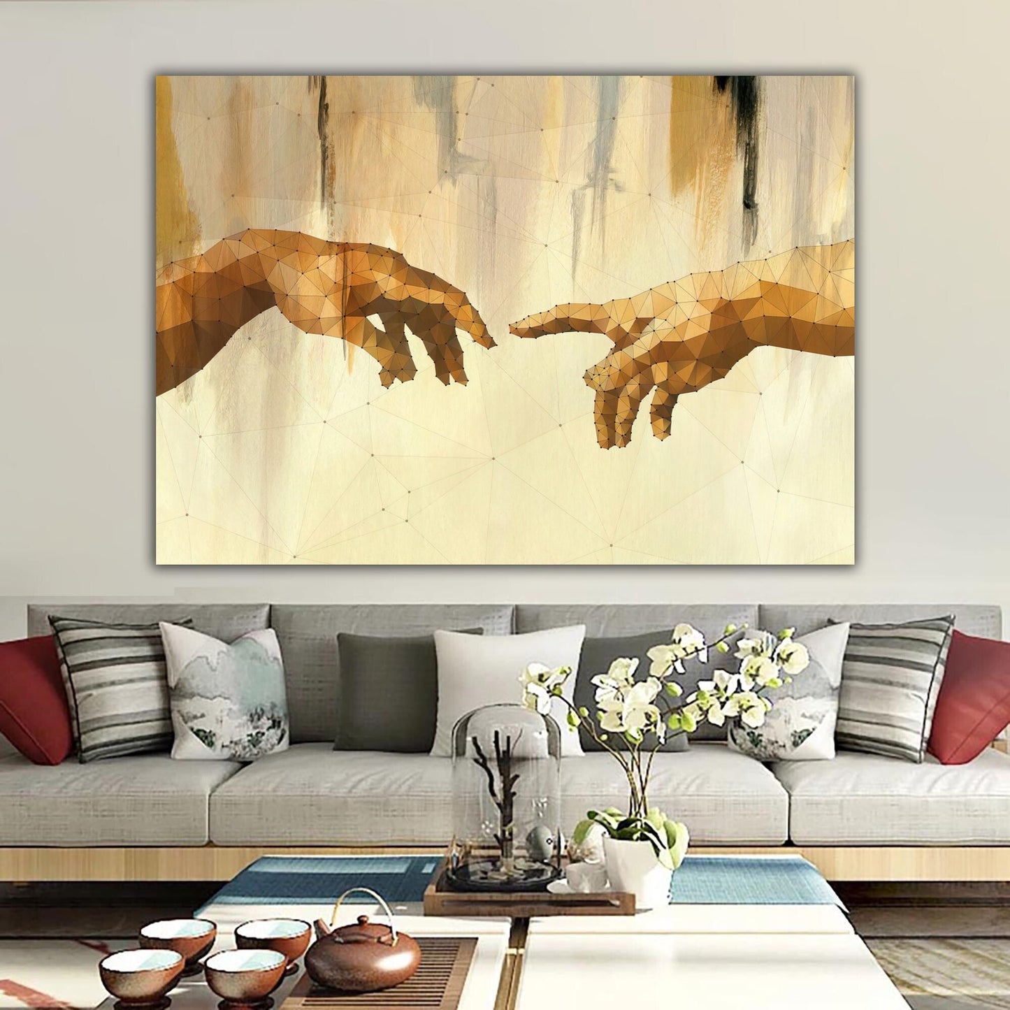 Abstract Fingers Canvas, Modern Wall Art, Contemporary Abstract Painting, Unique Home Decor