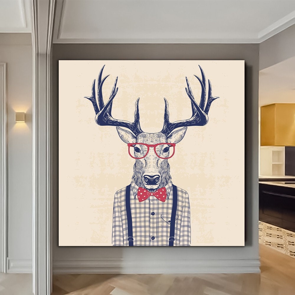 Abstract Deer Wall Decor, Modern Painting Deer Fine Art Print, Modern Artwork, Animal Print, Deer Poster, Ready To Hang