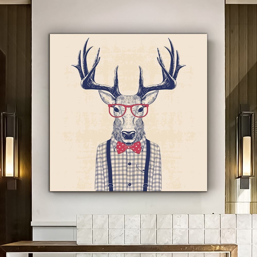 Abstract Deer Wall Decor, Modern Painting Deer Fine Art Print, Modern Artwork, Animal Print, Deer Poster, Ready To Hang