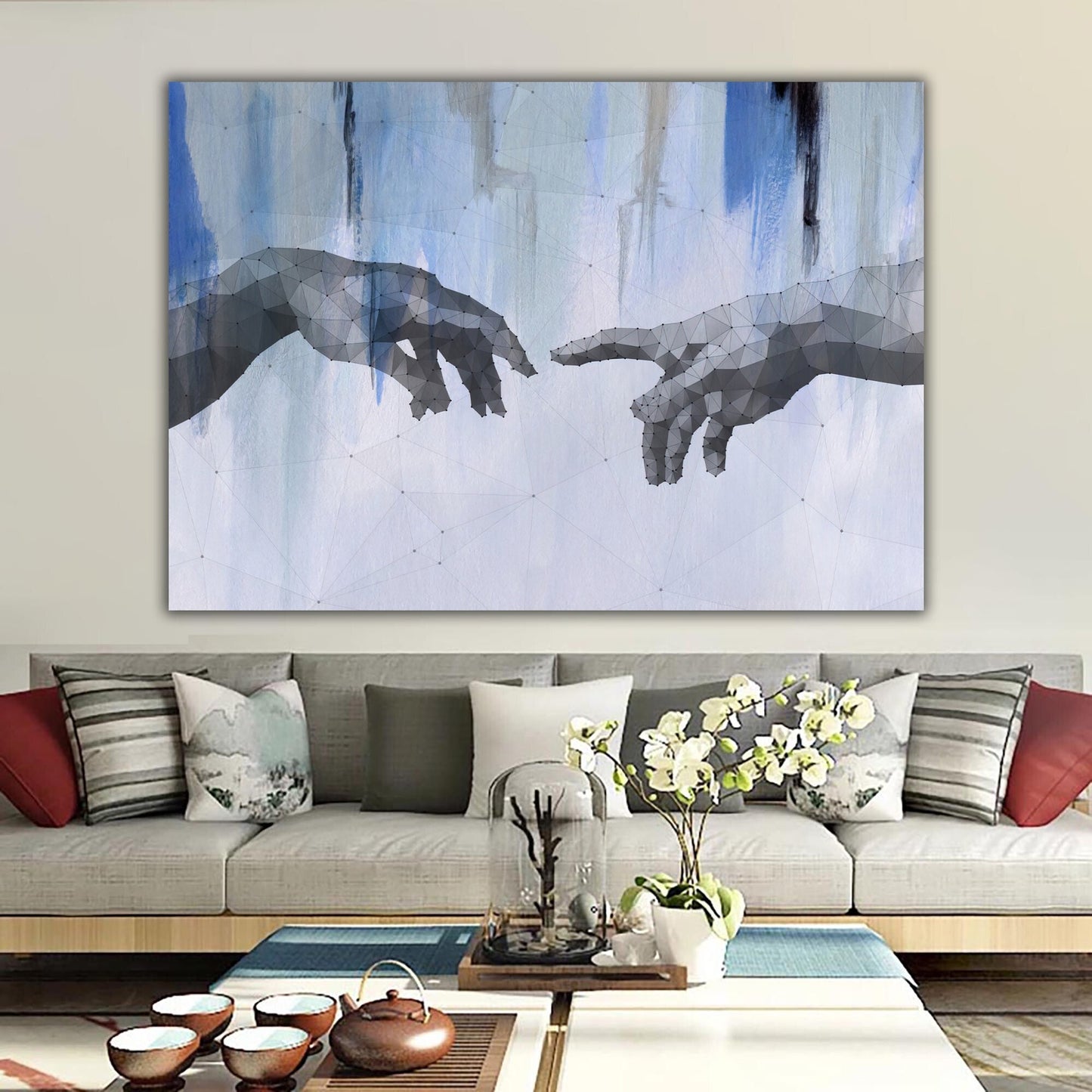 Abstract Fingers Canvas, Modern Wall Art, Contemporary Abstract Painting, Unique Home Decor