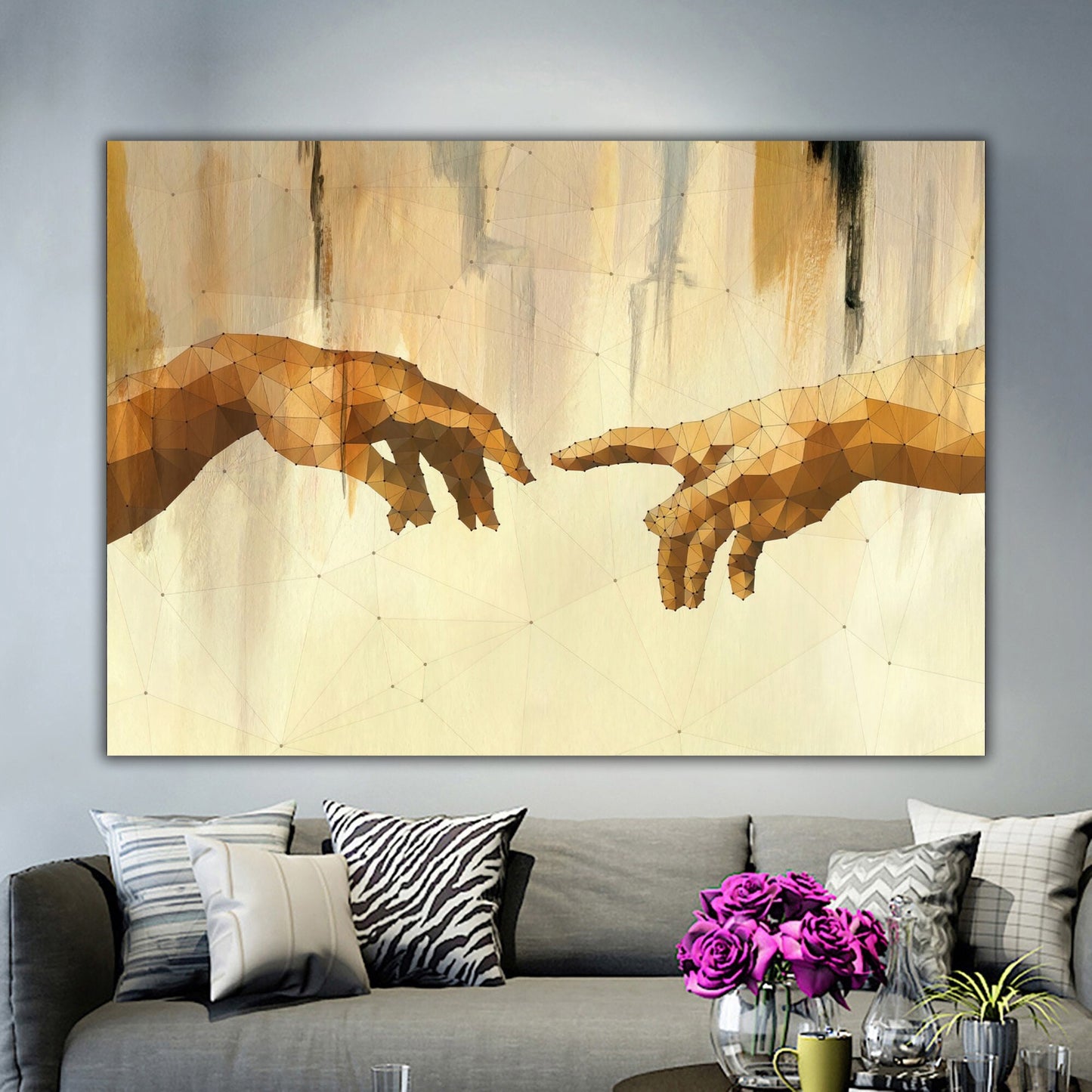 Abstract Fingers Canvas, Modern Wall Art, Contemporary Abstract Painting, Unique Home Decor