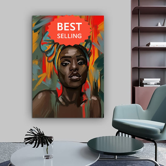 African Woman Canvas Painting, Black Woman Canvas Print, African Woman Painting With Ethnic Woman Art, Woman Wall Decor, African Woman Decor