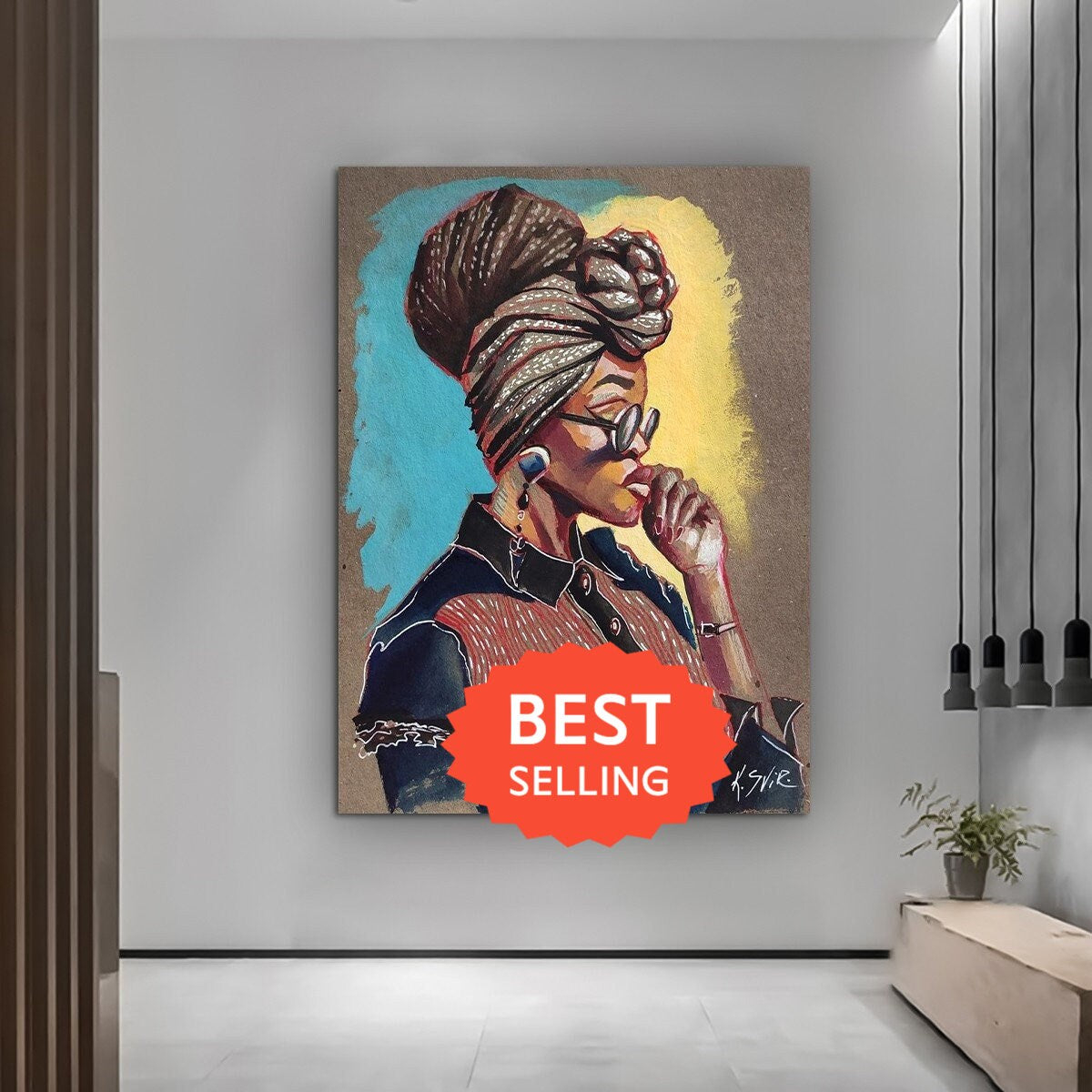 African Woman Wall Art, Woman with Back Turned Hair,  African Woman Canvas Print, Black Woman Canvas, African Canvas, Afrikan Beauty