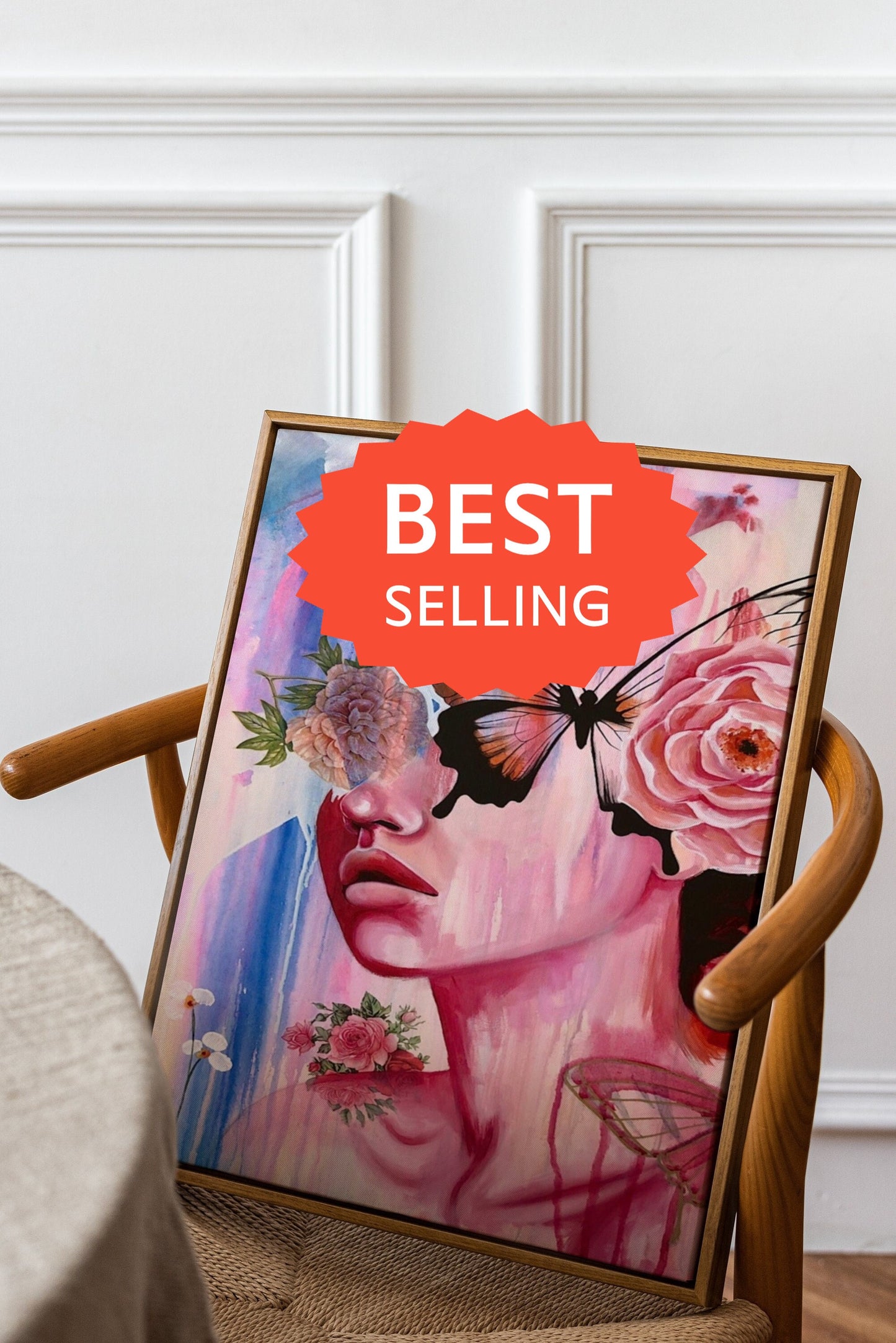 Abstract Butterfly Woman Portrait Canvas, Abstract Butterfly Canvas, Canvas Print,Minimalist Home Decor,Artistic WondersModern Art Paintings