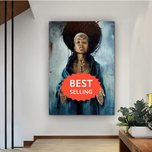 African Woman Canvas Painting, Black Woman Canvas Print, African Woman Painting With Ethnic Woman Art, Woman Wall Decor, African Woman Decor