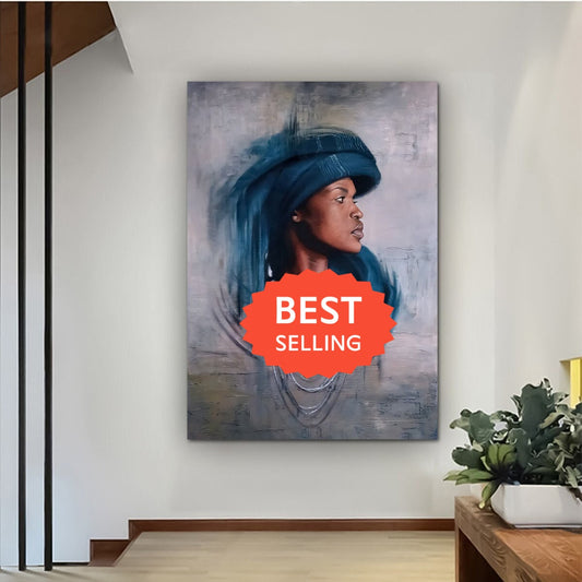 African Woman Canvas Painting, Black Woman Canvas Print, African Woman Painting With Ethnic Woman Art